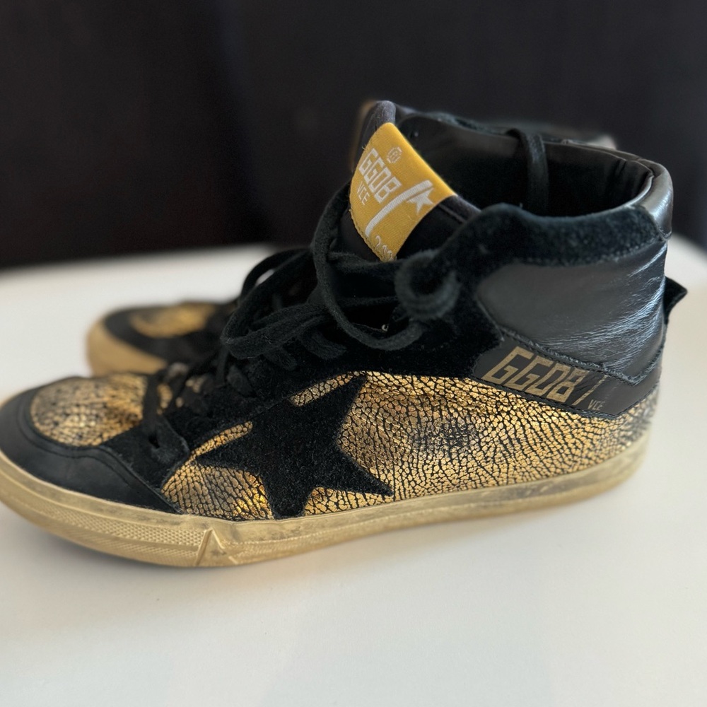 Golden Goose Black and Gold Athletic Shoes